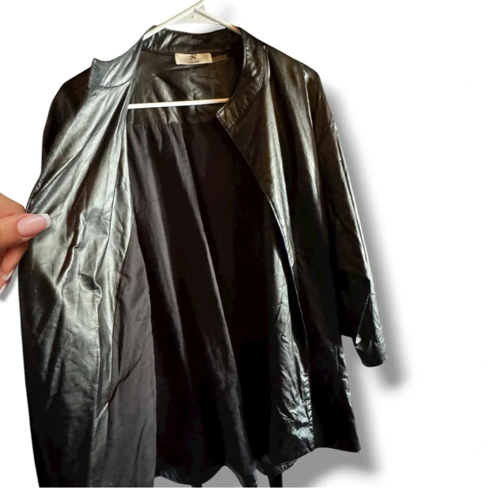NATORI Faux Leather Kimono Jacket NWOT Size 2X (Plus Size) 💖 Baddie Biker Chic